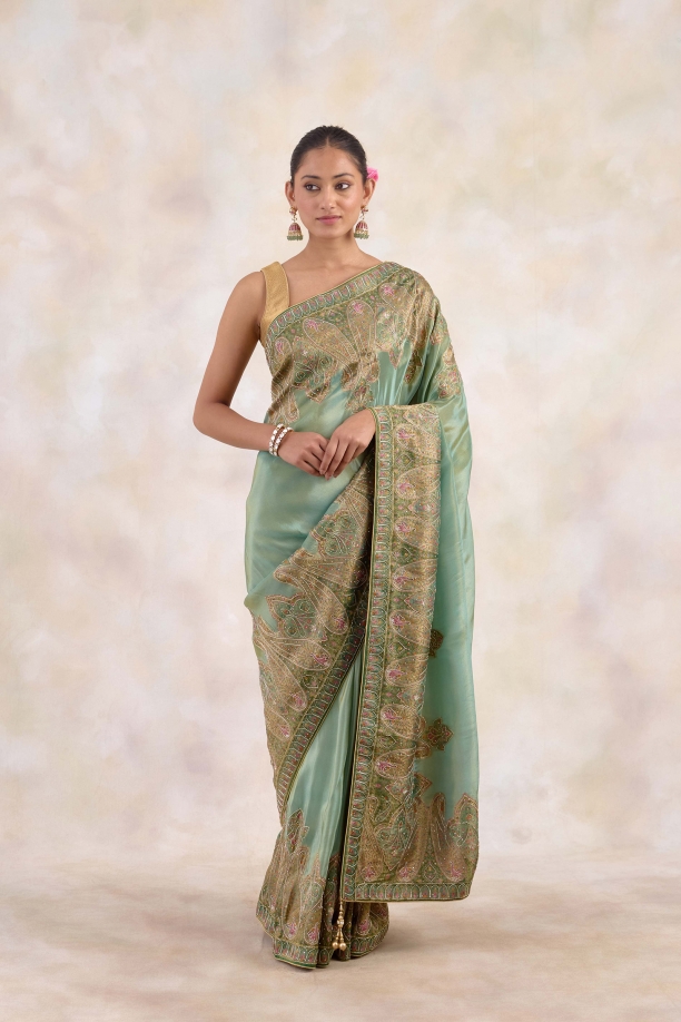 Sage Green Tissue Silk Saree