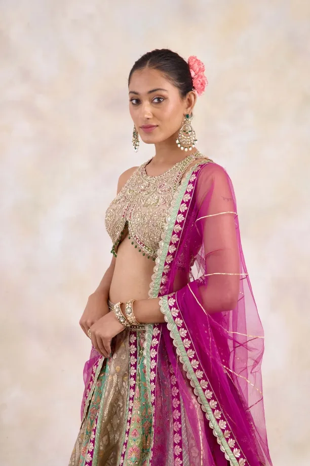 Multicolor Banarasi Silk Lehenga Set