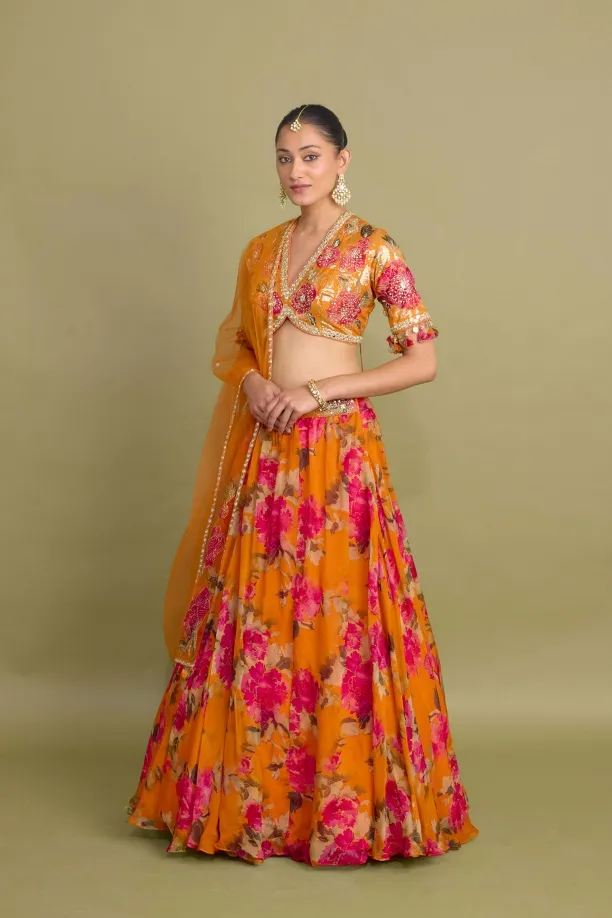 Amber Orange Lehenga Set 
