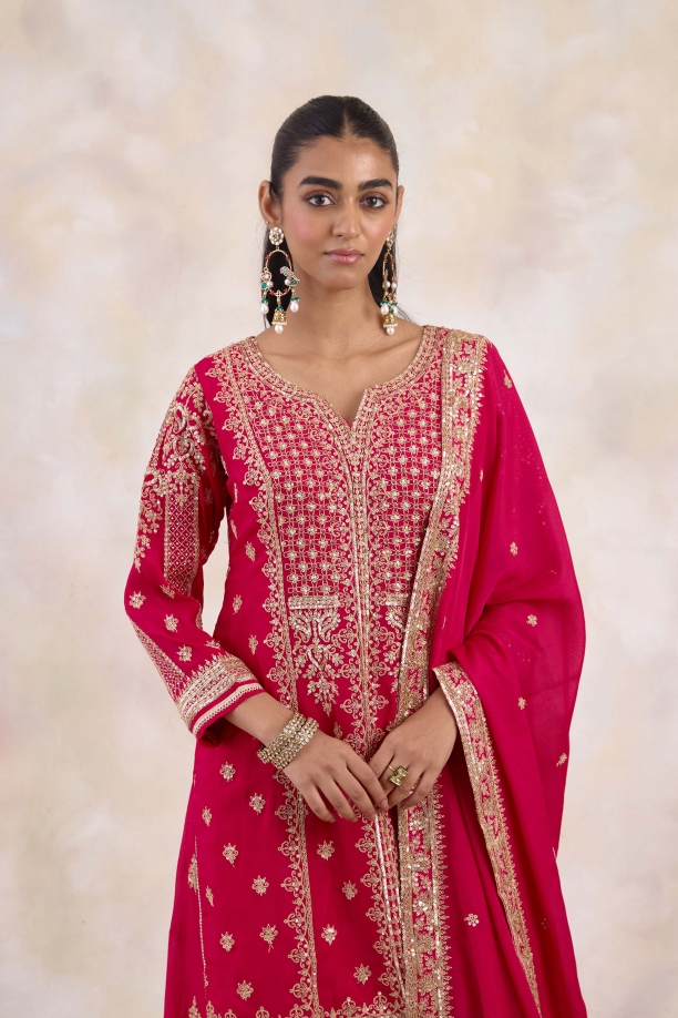 Cranberry Red Sharara  Set