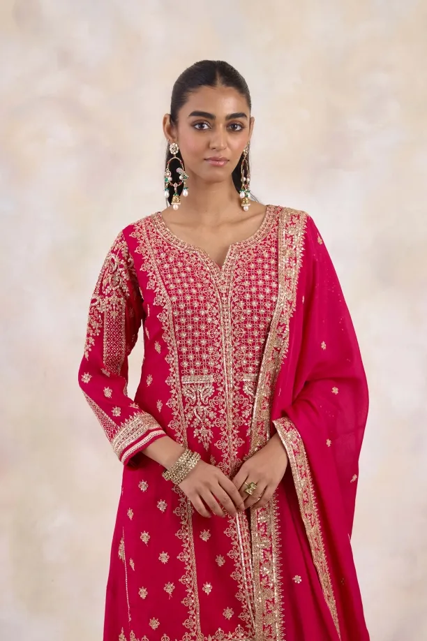 Cranberry Red Sharara  Set