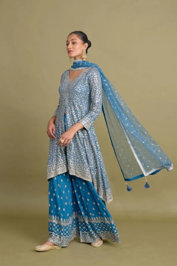 Peacock Blue Sharara Set 