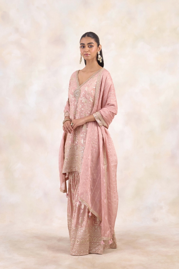 Blushed Sand Tissue Sharara Set 