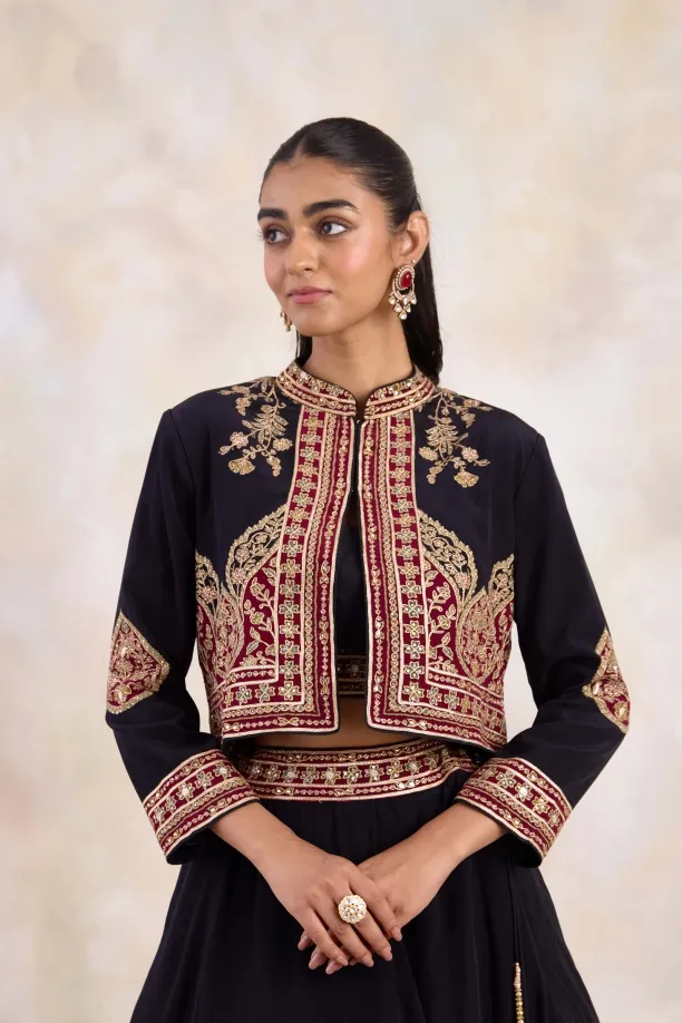 Black Jacket Lehenga Set 