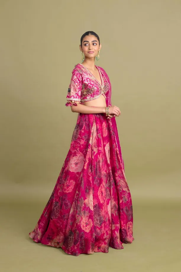 Fuchsia pink Lehenga Set 