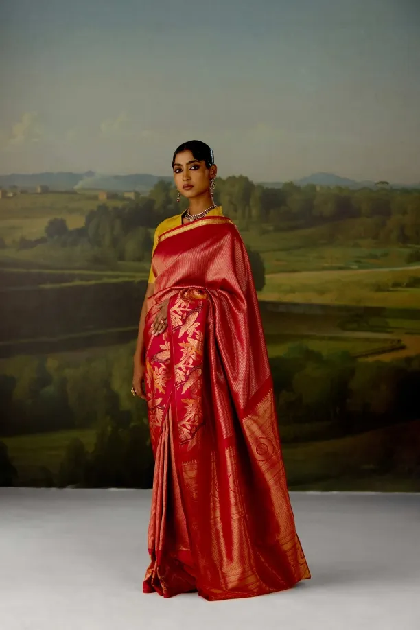 Rani Pink Tissue Silk Saree