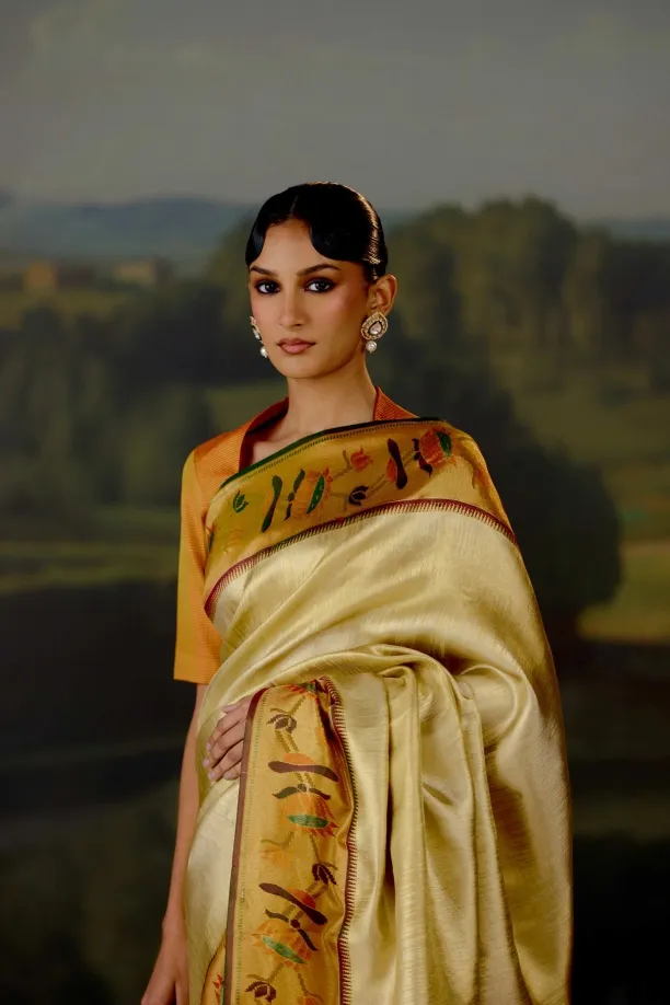 Gold Uppada Tissue Silk Saree
