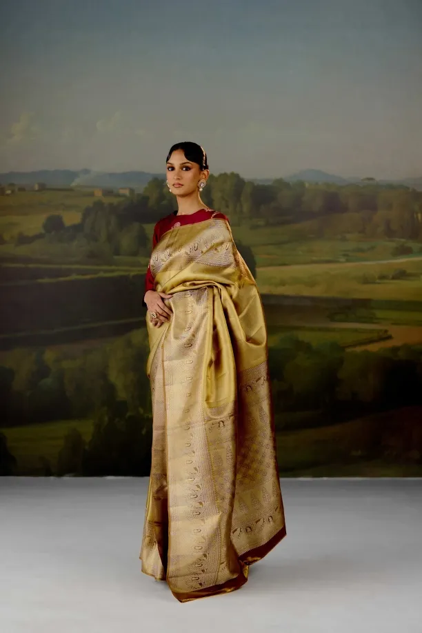 Metallic Gold Uppada Tissue Silk Saree
