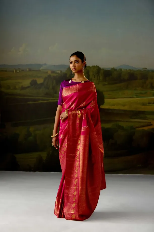 Rani Pink Kanjivaram Saree