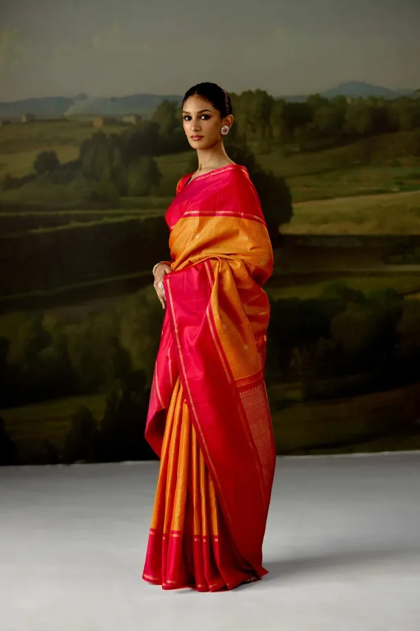 Mustard Kanjivaram Saree