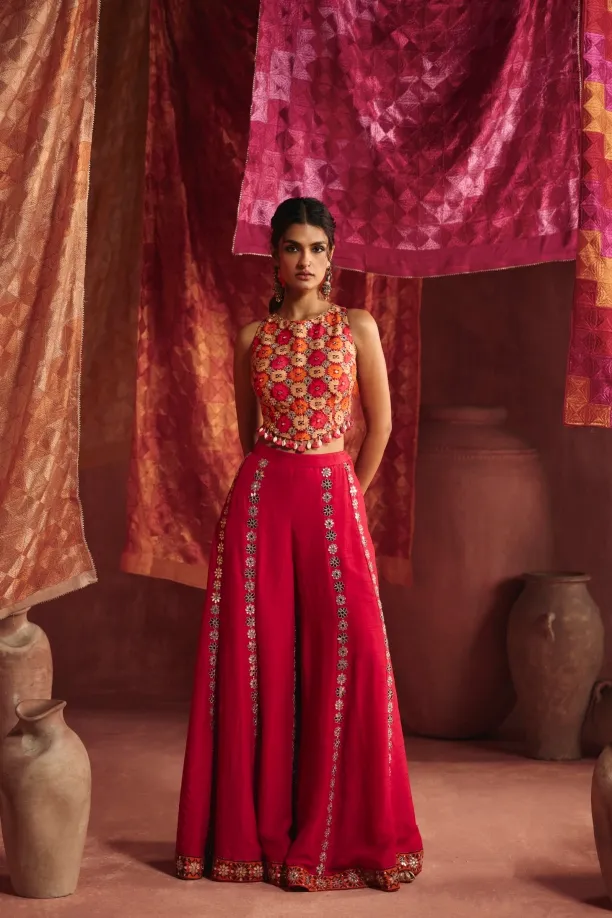 Rani Pink Silk Sharara Set