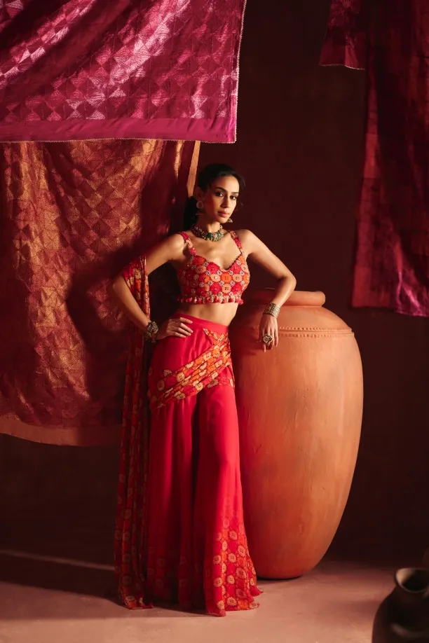 Rani Pink Drape Georgette Saree