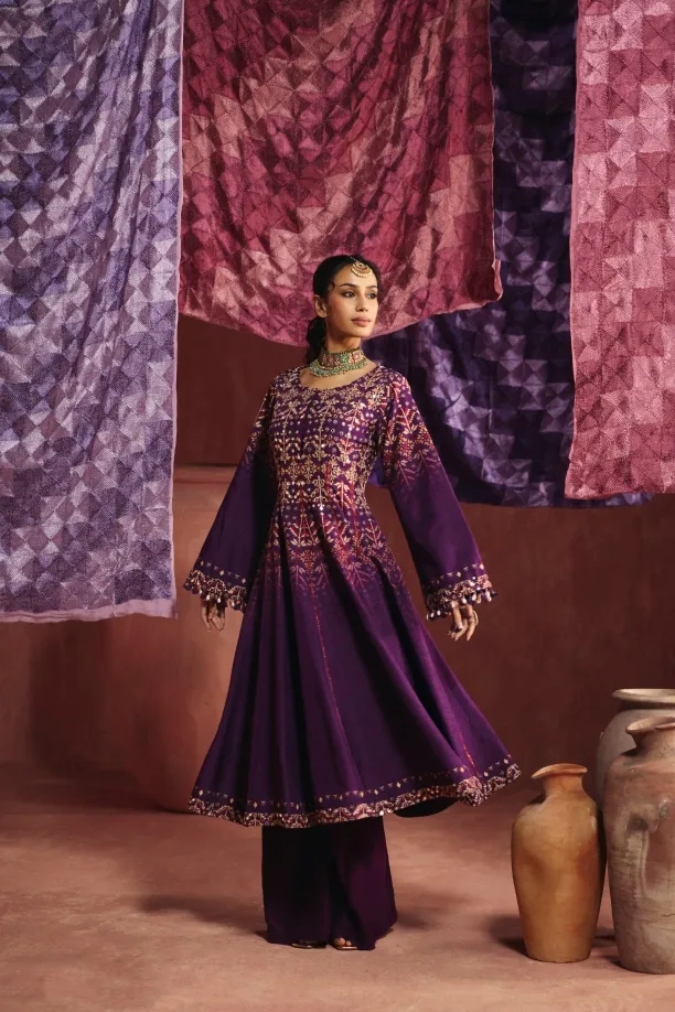 Deep Purple Silk Palazzo Set