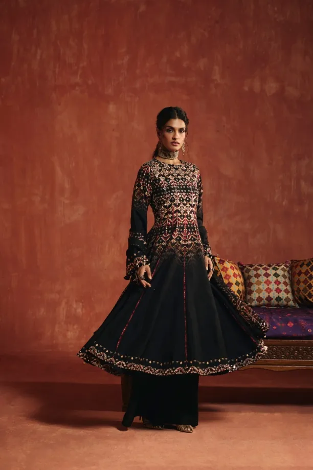 Black Silk Palazzo Set