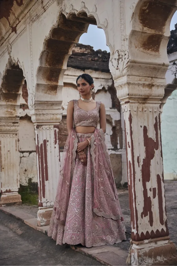 Blush Pink Georgette Lehenga Set