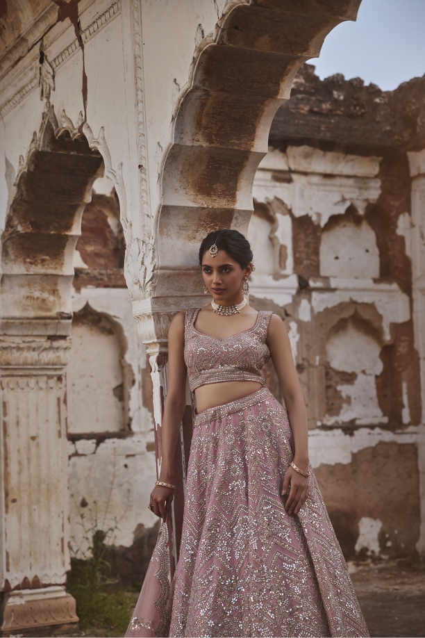 Blush Pink Georgette Lehenga Set