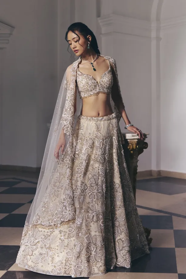 Ivory Cosmos Sequin Lehenga Set