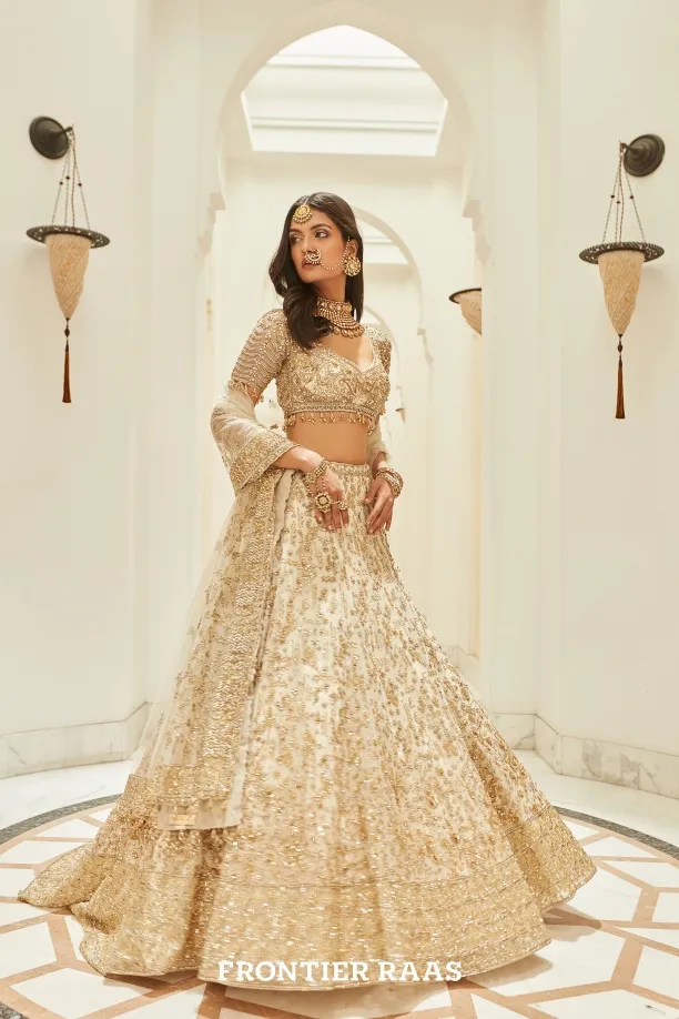 Amber Gold and Ivory Lehenga