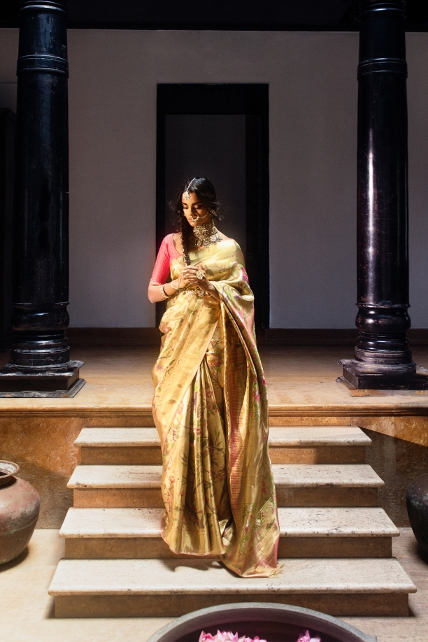 Dijon Gold Uppada Tissue Silk Sari