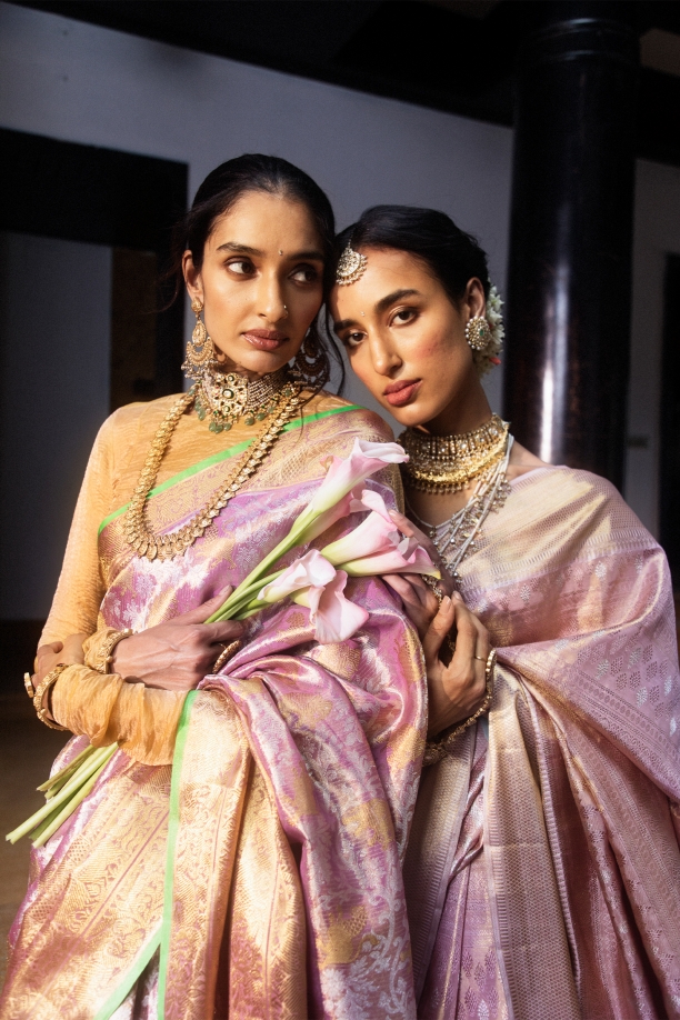 Carnation Pink Kanjivaram Silk Saree