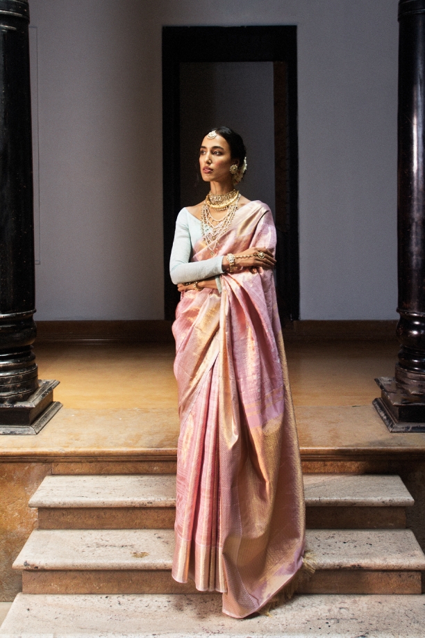 Camio Pink Kanjivaram Silk Saree