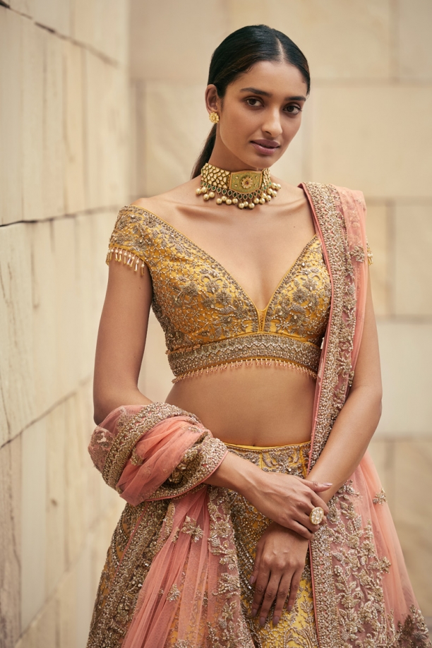 Yellow Embroidered Lehenga
