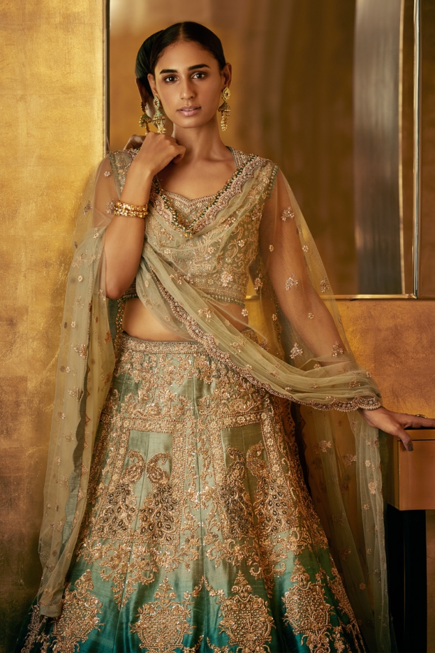 Blue Embroidered Lehenga