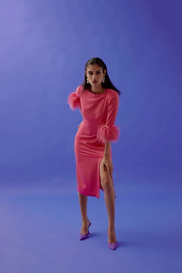 MEDHA BATRA - Hot Coral Satin Dress