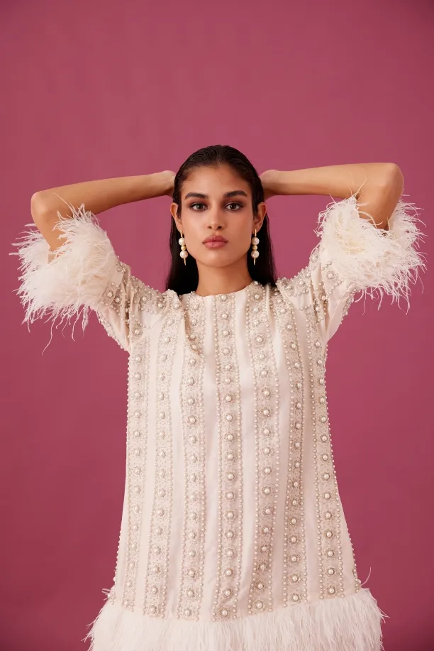 MEDHA BATRA - Ivory Feather Dress