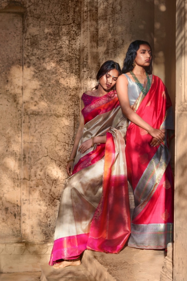Rose Red Kanjivaram Saree