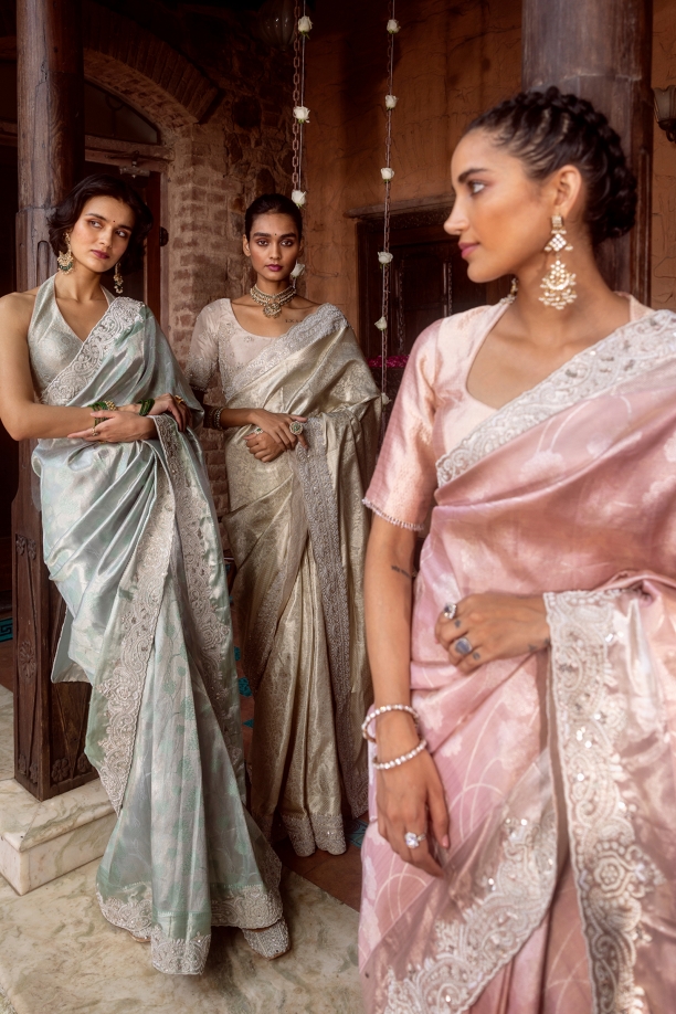 Aqua Blue Kanjivaram Tissue Saree