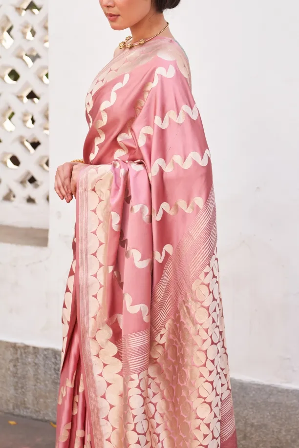 Blush Pink Mashru Silk Saree