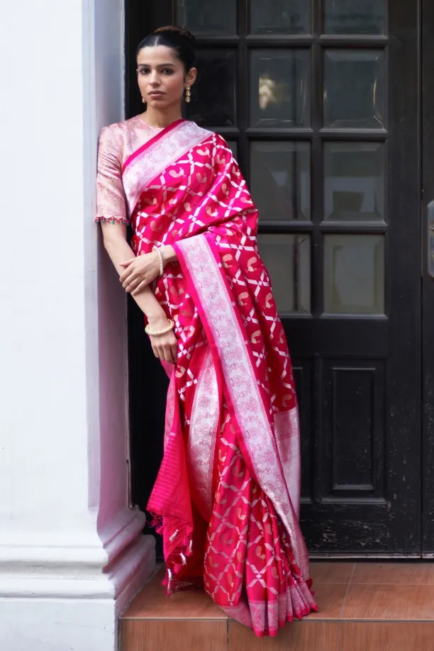 Rani Pink Mashru Silk Saree