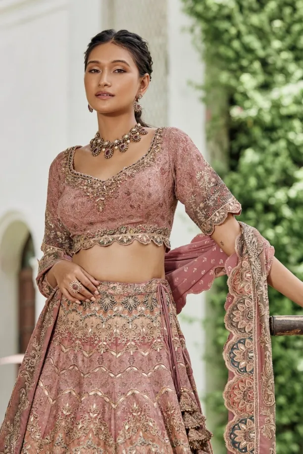 Soft Pink Silk Crepe Lehenga