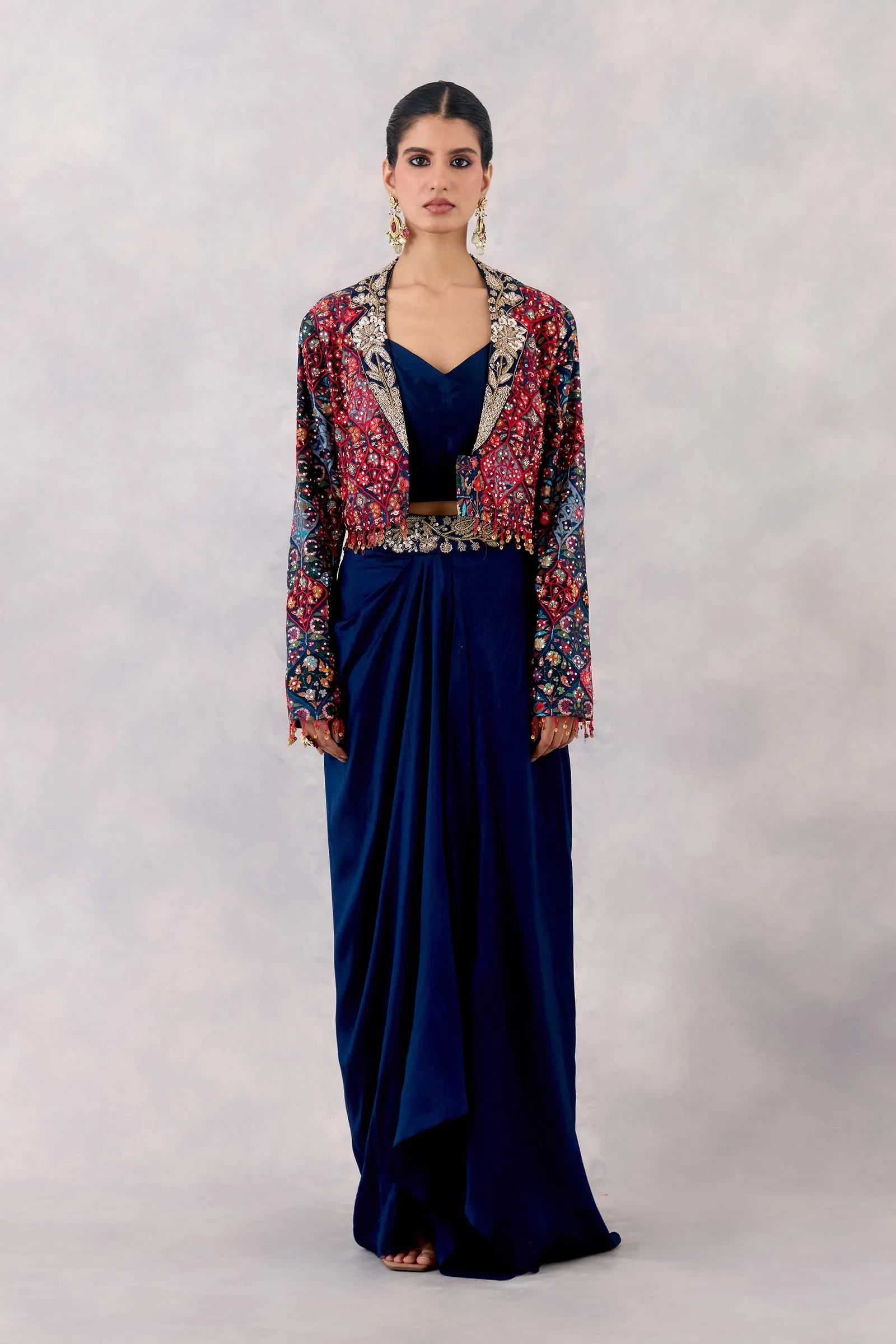 Navy Blue Silk Co-ord set