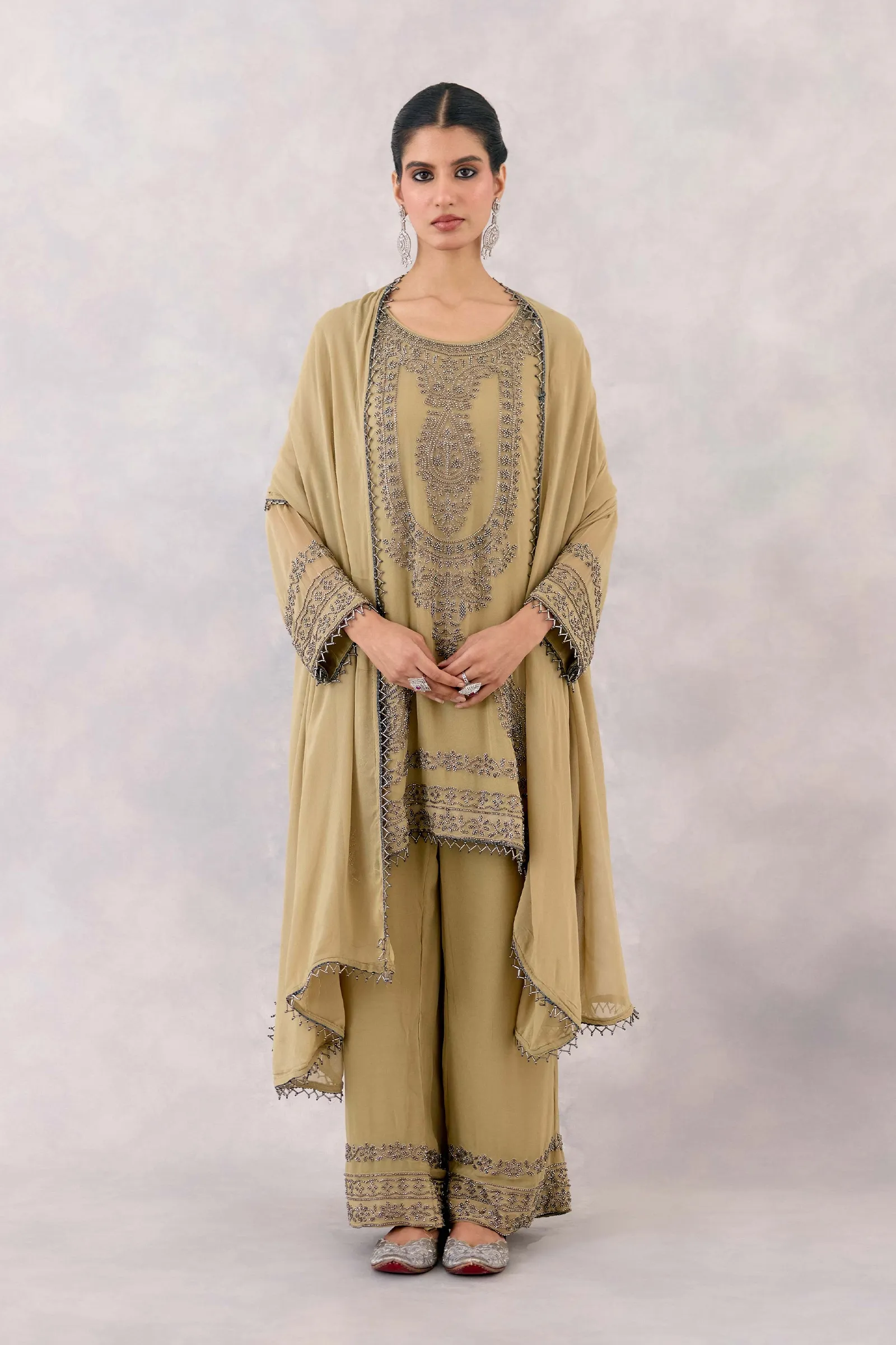 Olive Green Georgette suit set