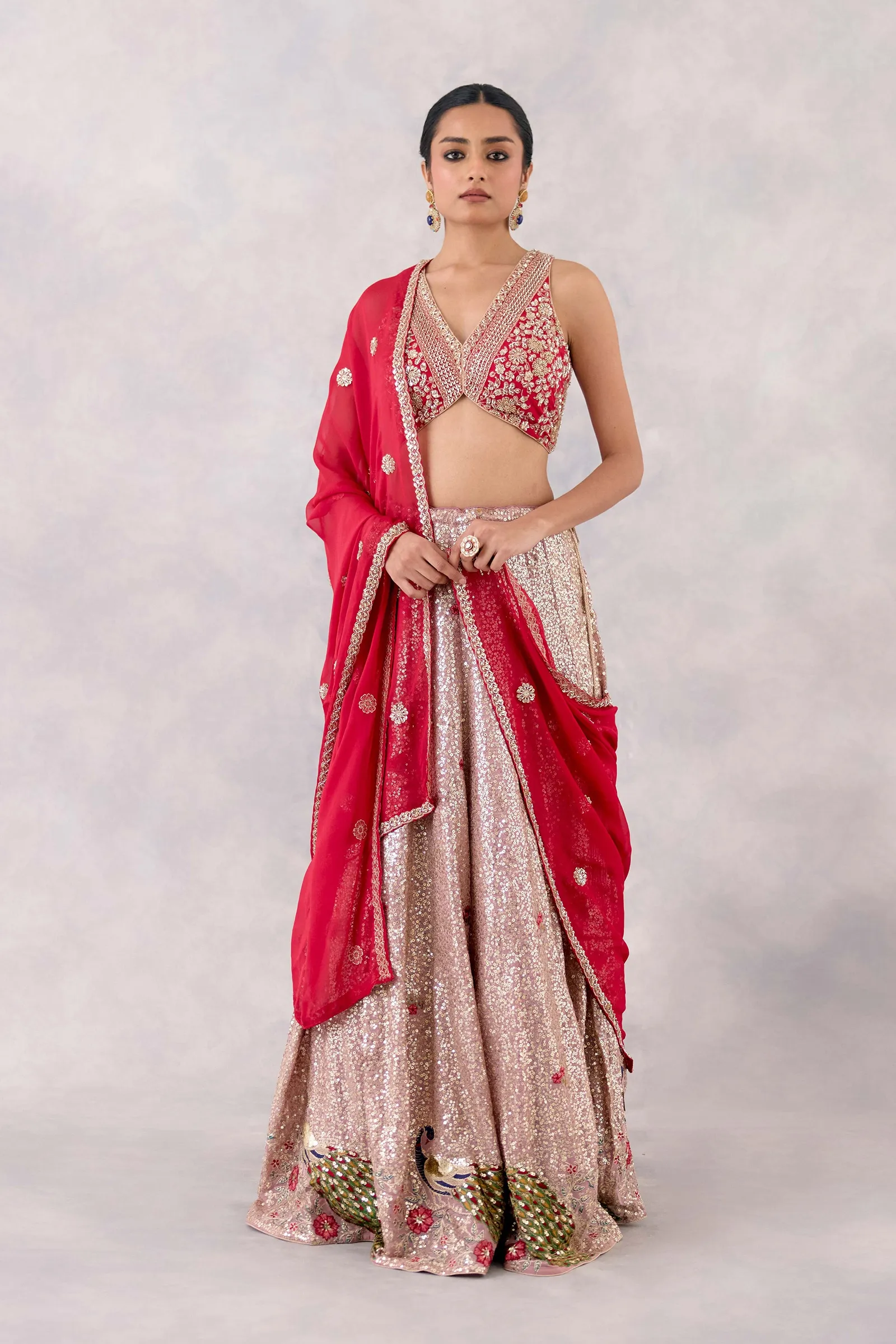Hot pink Georgette Lehenga Set