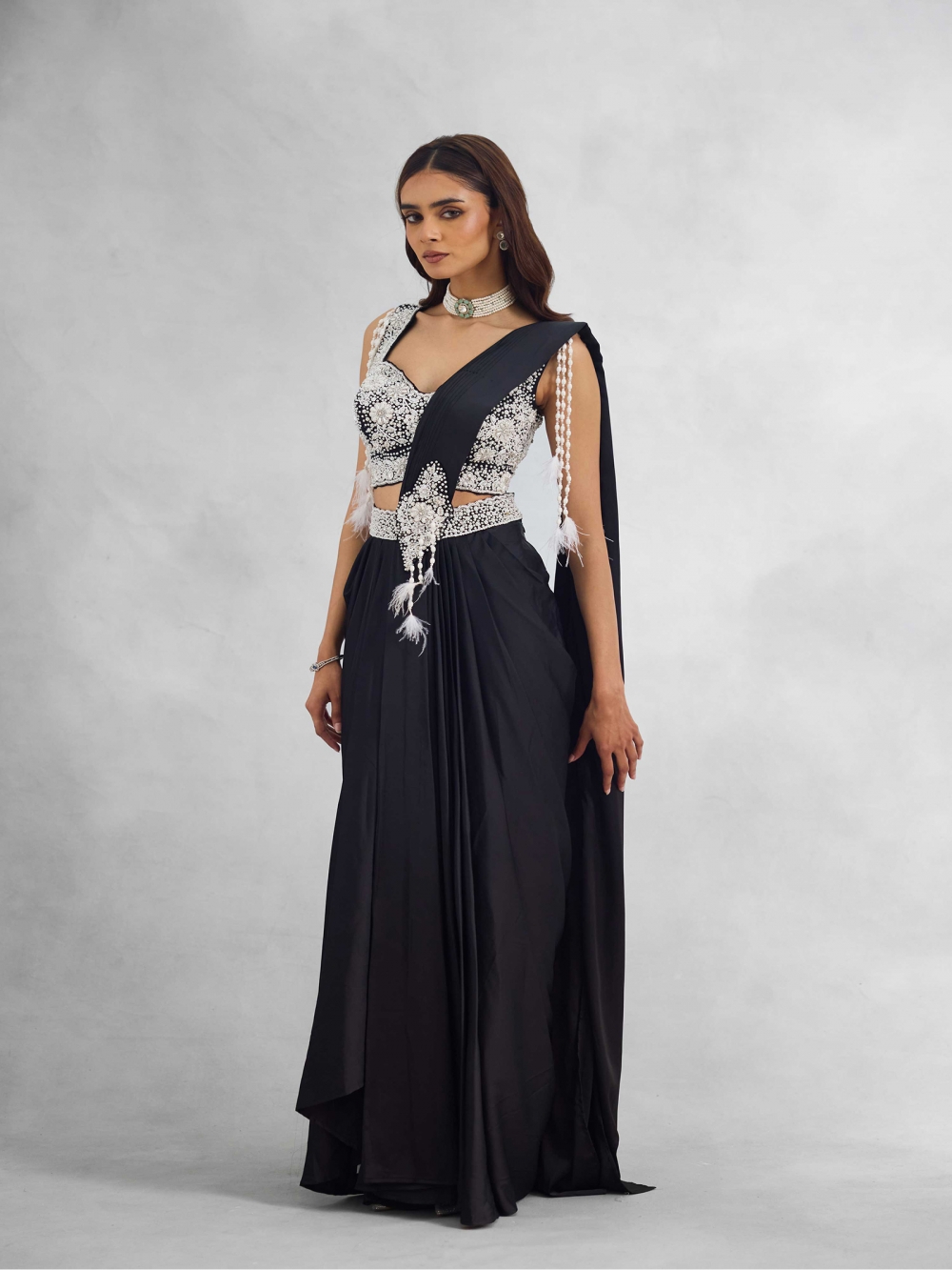 SATIN DRAPED SAREE