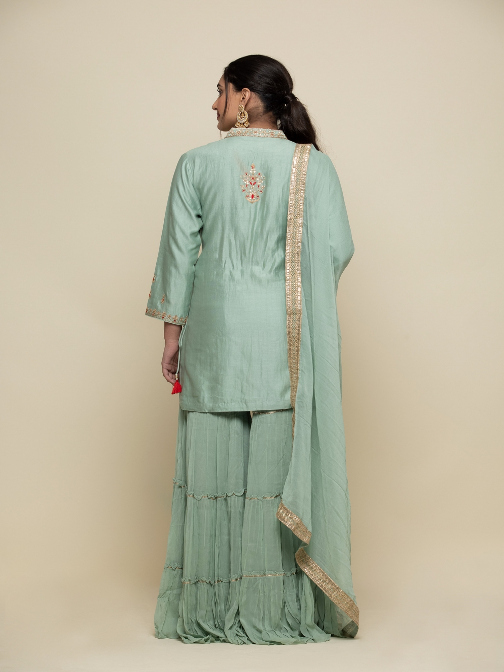 Mint Green Sharara Suit Frontier Raas