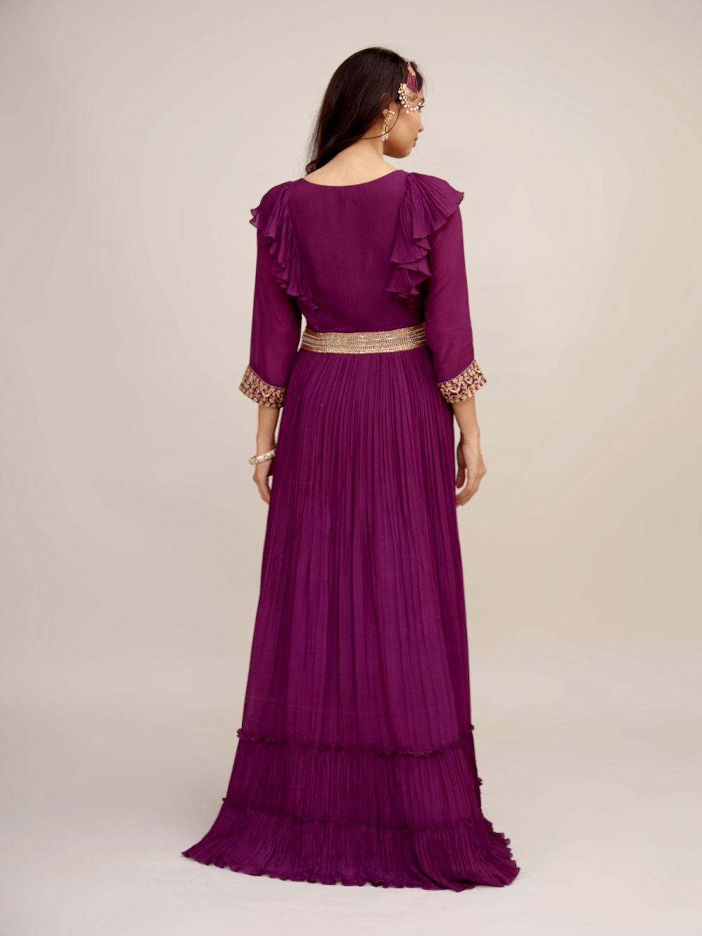 Buy Eggplant Purple Georgette Gown For Women Online Frontierraas