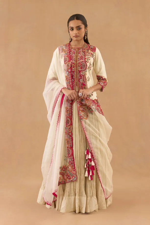 Ivory Tissue Silk Lehenga set