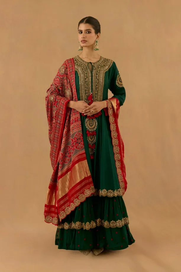 Forest Green Georgette Anarkali Set