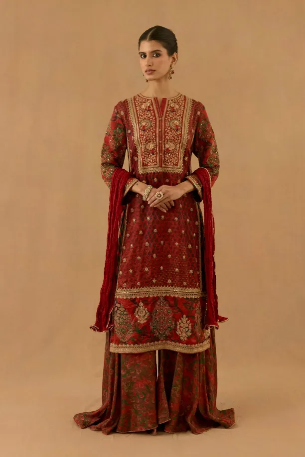 Rust Silk Sharara set Rust Silk Sharara set