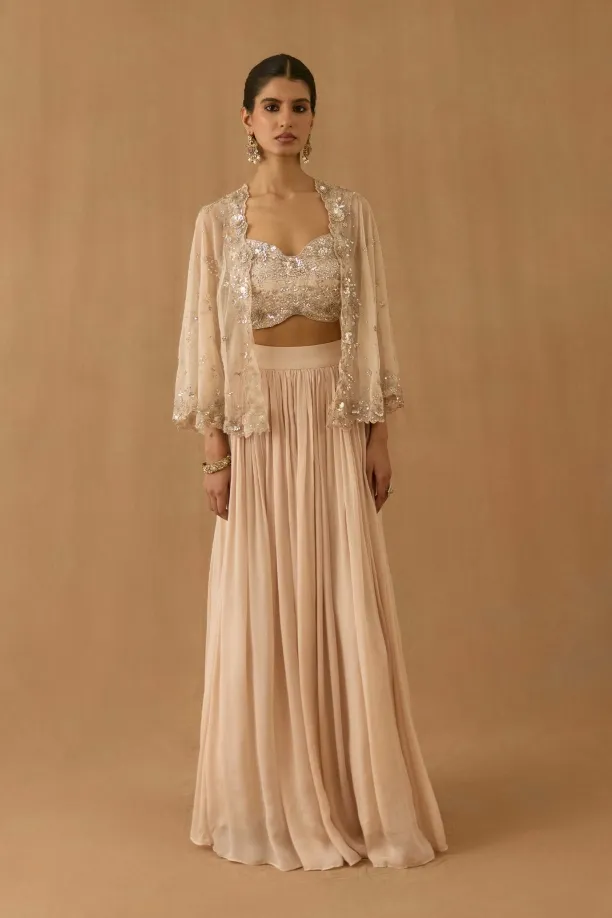 Champagne Silk lehenga set