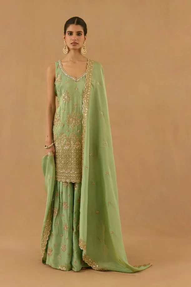 Pastel Green Silk Garara set Pastel Green Silk Garara set