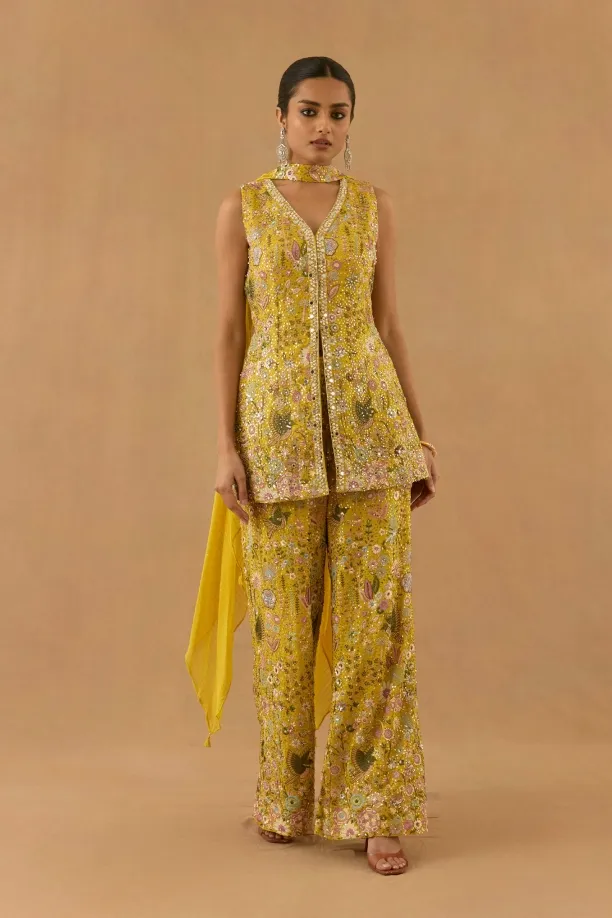 Mustard Yellow Georgette Sharara set Mustard Yellow Georgette Sharara set