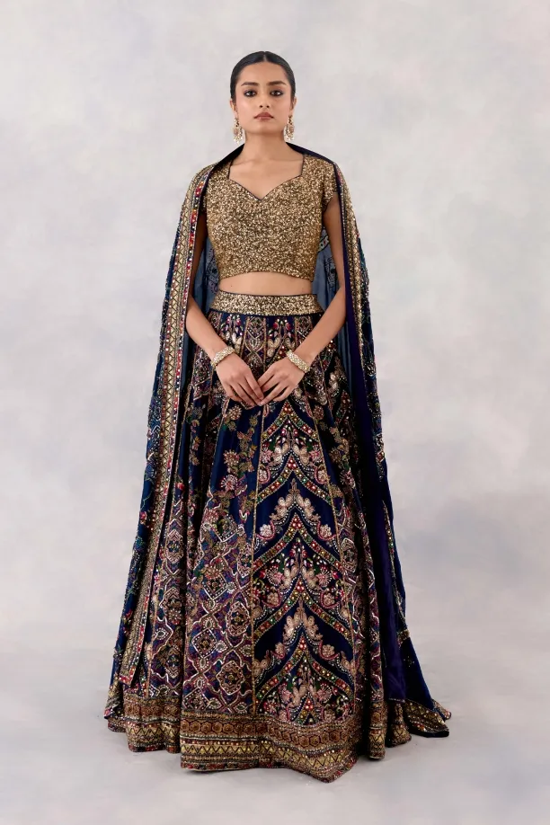 Deep Navy Silk Lehenga set