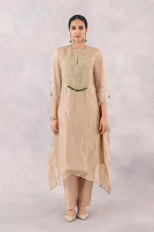 Champagne Gold Silk Kaftan Set Champagne Gold Silk Kaftan Set