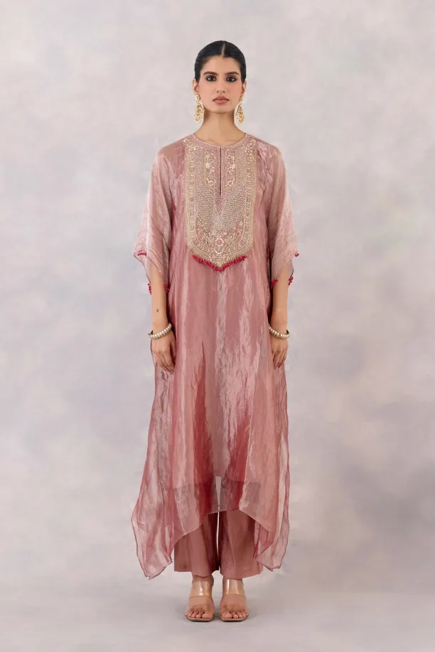 Petal Pink Chanderi Silk Kaftan set Petal Pink Chanderi Silk Kaftan set