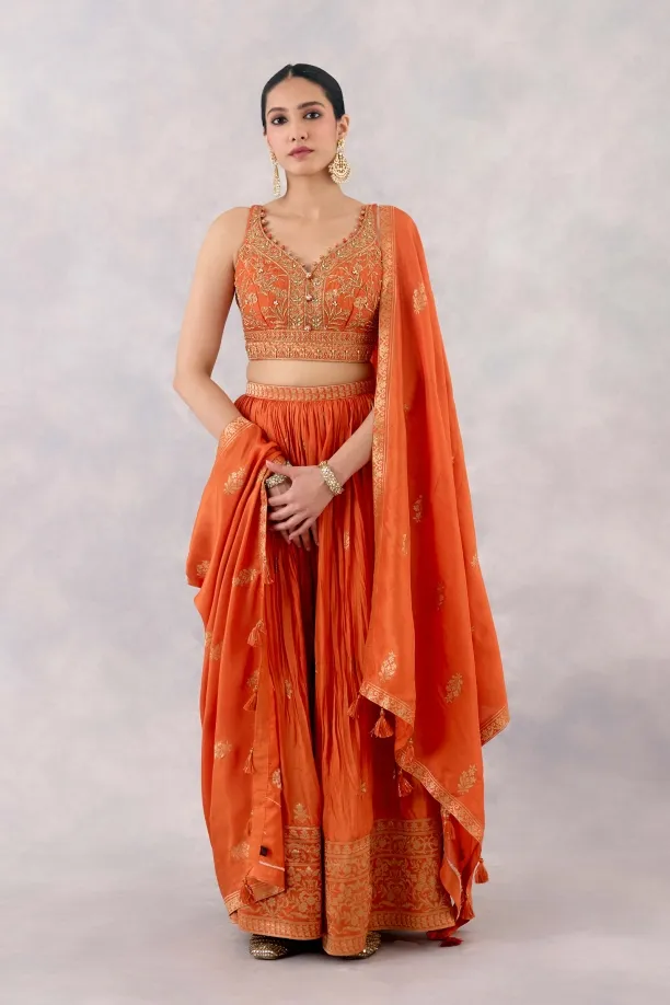 Orange Silk Sharara Set Orange Silk Sharara Set